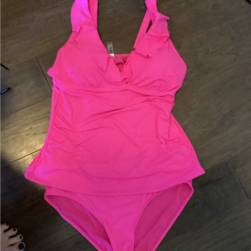 Younique Bright Pink Womens 2 piece Tankini Sz XL